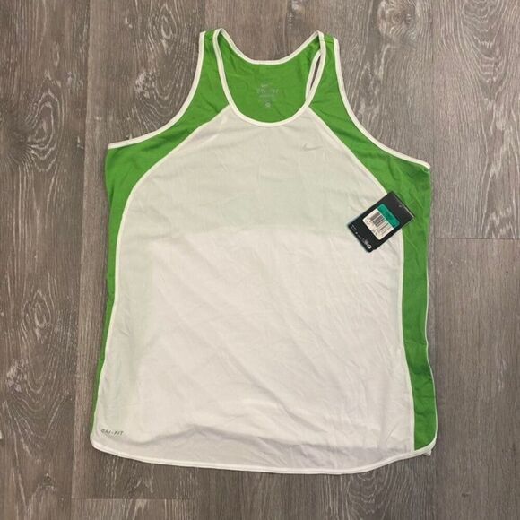 Nike NWT White Green Tank Womens XL Bin‎ N-31 - Picture 1 of 4